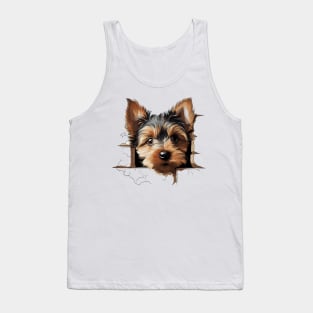 Baby Yorkshire Terrier Dog Peeking Tank Top